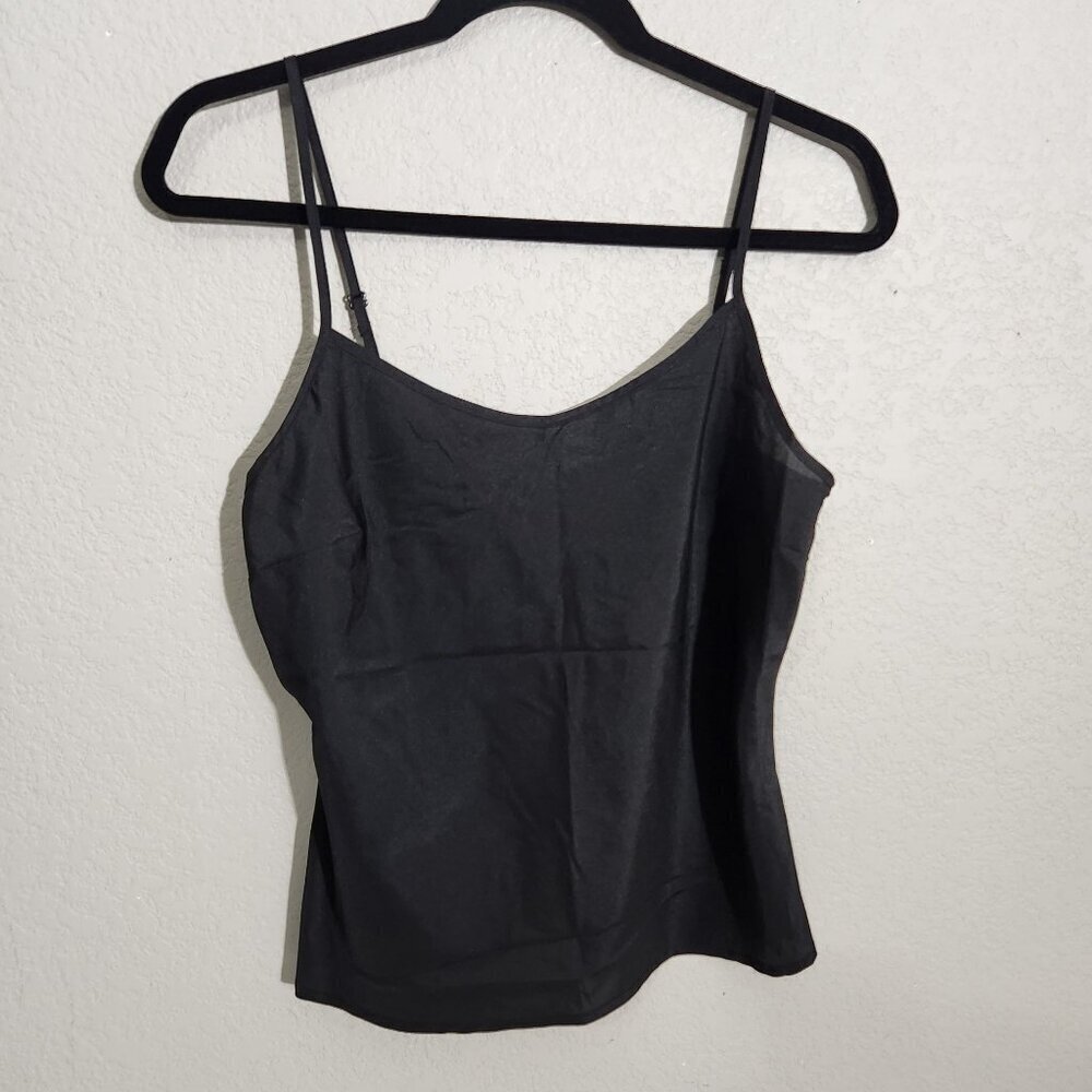 Black Spaghetti Strap Camisole Top Adjustable Straps Womens Medium Milkmaid